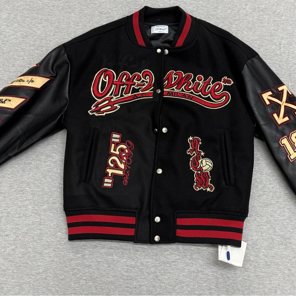 Off-White Black and Red Men's Varsity Jacket